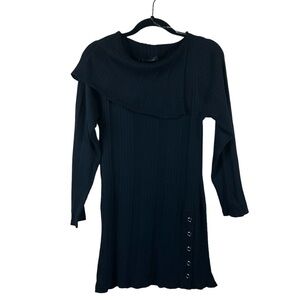 Ashley Stewart Cowl Neck Ribbed Sweater Tunic Black Size 14/16